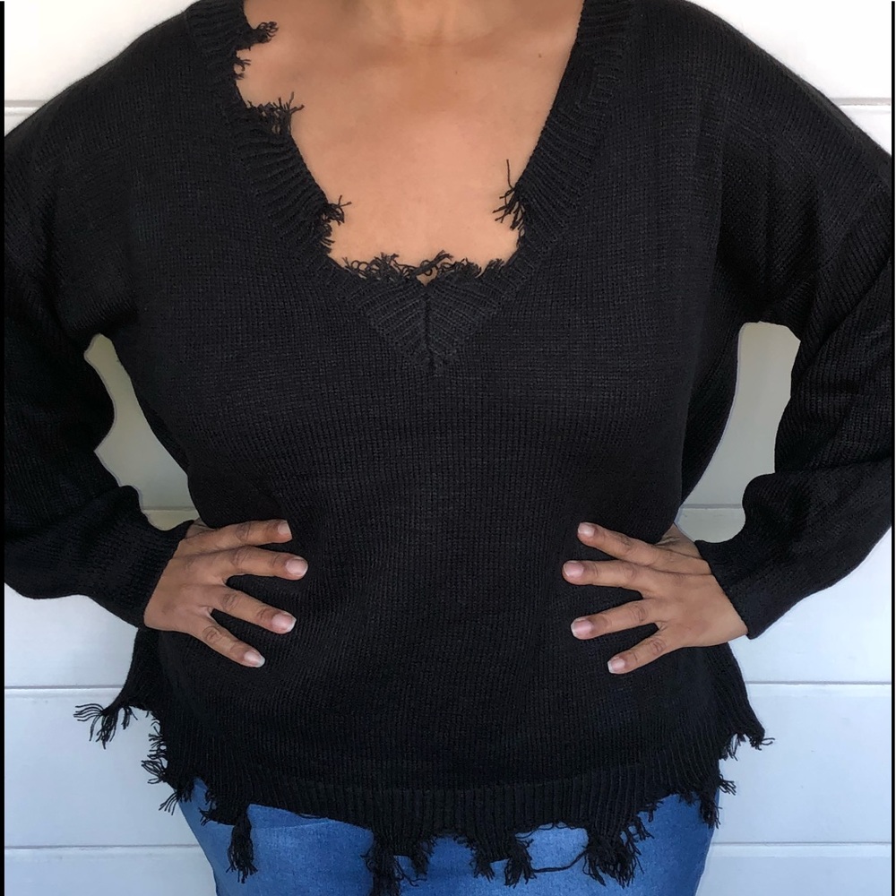 🔥HP! New Distressed Sweater - Picture 1 of 6